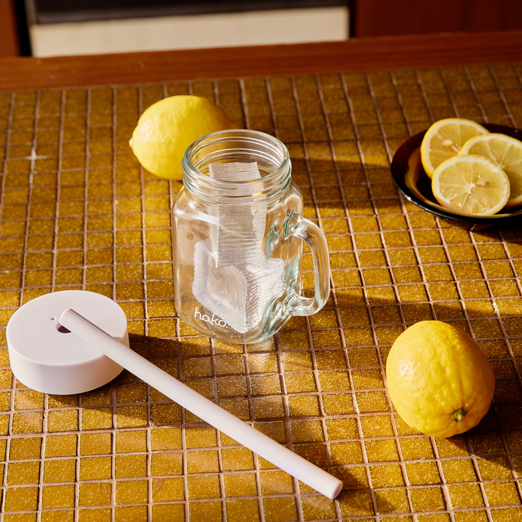 hako Mason Jar with Silicone Lid&Straw